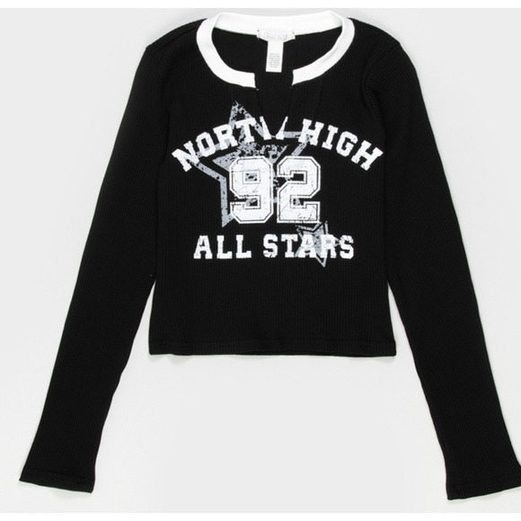 Tillys North High 92 All Stars Ribbed Long Sleeve Top - Girls Size Large Y2K - Picture 1 of 3